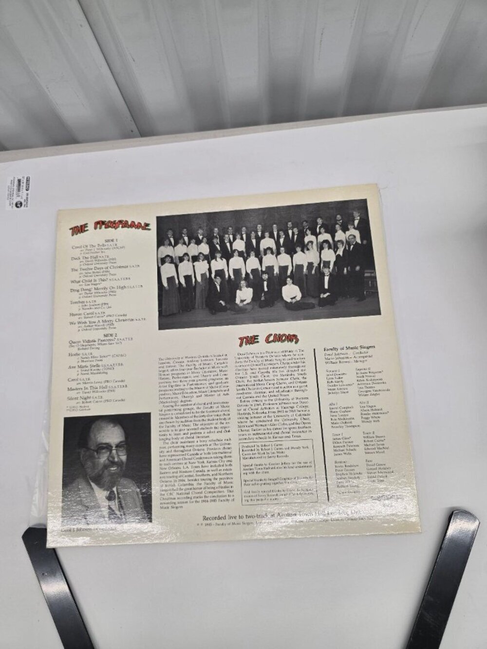 UWO Faculty of Music Singers – A Singers Christmas LP Record 1981 Choral Holiday - Picture 2 of 6